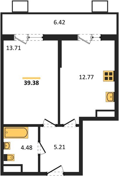 Фото №1: 1-комнатная квартира 39&nbsp;м², 1/8&nbsp;эт. - Северская, мкр. ЖК Цветной Бульвар