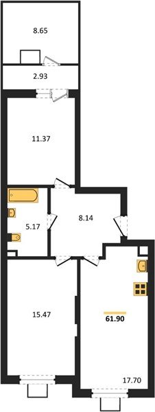 Фото №1: 2-комнатная квартира 61&nbsp;м², 1/8&nbsp;эт. - Северская, мкр. ЖК Цветной Бульвар
