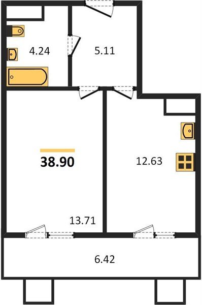 Фото №1: 1-комнатная квартира 38&nbsp;м², 6/8&nbsp;эт. - Северская, мкр. ЖК Цветной Бульвар