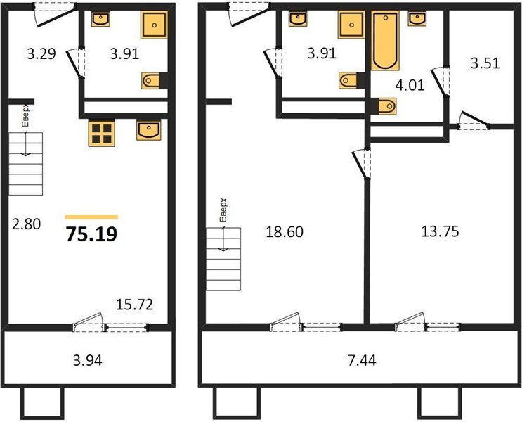 Фото №1: 2-комнатная квартира 75&nbsp;м², 7/8&nbsp;эт. - Северская, мкр. ЖК Цветной Бульвар