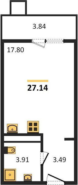 Фото №1: Студия 27&nbsp;м², 6/8&nbsp;эт. - Северская, мкр. ЖК Цветной Бульвар