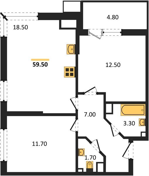 Фото №1: 2-комнатная квартира 59&nbsp;м², 9/18&nbsp;эт. - Краснодар, Прикубанский внутригородской округ, мкр. Парк Победы