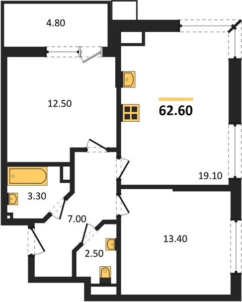 Фото №1: 2-комнатная квартира 62&nbsp;м², 3/18&nbsp;эт. - Краснодар, Прикубанский внутригородской округ, мкр. Парк Победы