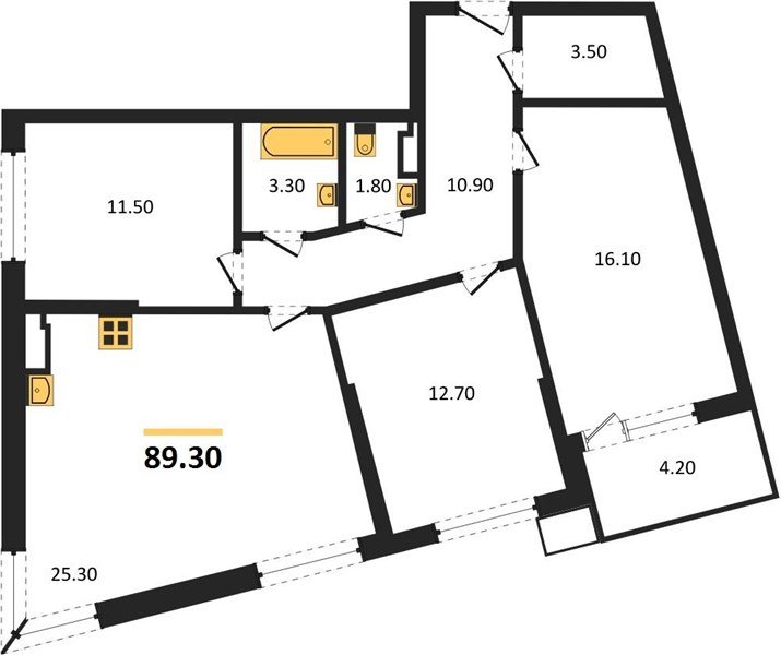 Фото №1: 3-комнатная квартира 89&nbsp;м², 13/18&nbsp;эт. - Краснодар, Прикубанский внутригородской округ, мкр. Парк Победы
