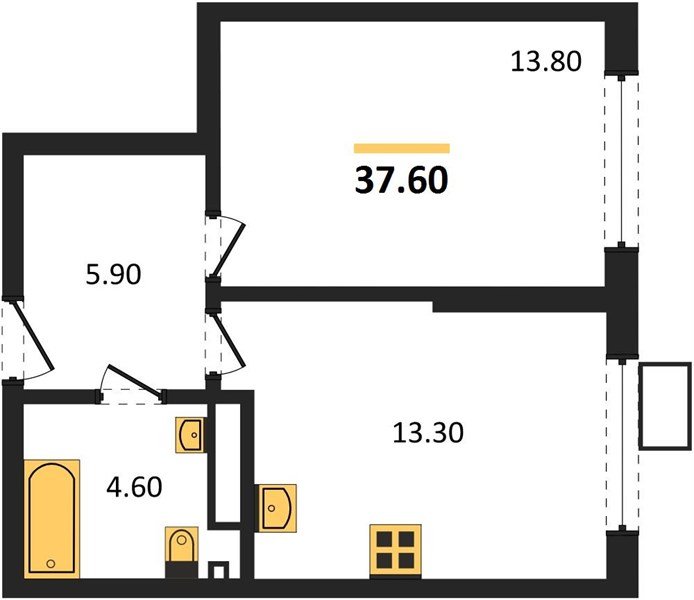 Фото №1: 1-комнатная квартира 37&nbsp;м², 13/18&nbsp;эт. - Краснодар, Прикубанский внутригородской округ, мкр. Парк Победы