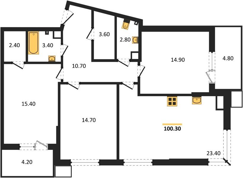 Фото №1: 3-комнатная квартира 100&nbsp;м², 6/18&nbsp;эт. - Краснодар, Прикубанский внутригородской округ, мкр. Парк Победы
