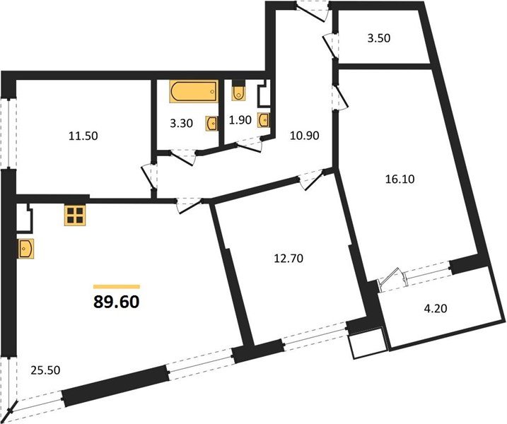Фото №1: 3-комнатная квартира 89&nbsp;м², 7/18&nbsp;эт. - Краснодар, Прикубанский внутригородской округ, мкр. Парк Победы