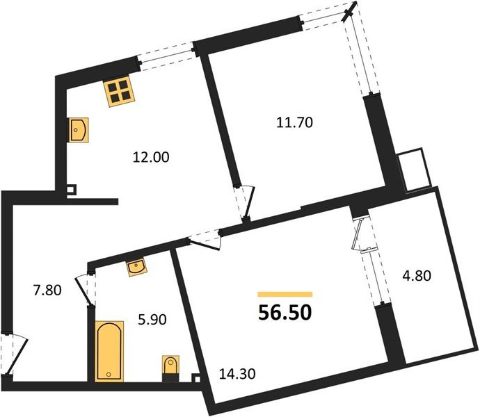 Фото №1: 2-комнатная квартира 56&nbsp;м², 2/18&nbsp;эт. - Краснодар, Прикубанский внутригородской округ, мкр. Парк Победы
