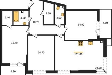 Фото №1: 3-комнатная квартира 101 м², 2/18 эт. - Краснодар, мкр. Парк Победы,