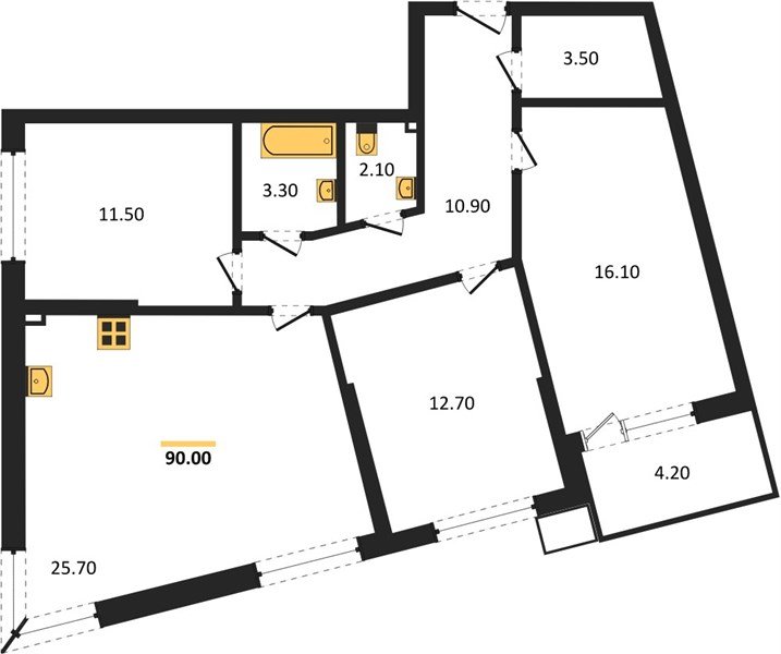 Фото №1: 3-комнатная квартира 90&nbsp;м², 2/18&nbsp;эт. - Краснодар, Прикубанский внутригородской округ, мкр. Парк Победы