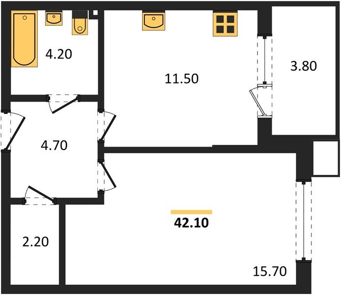 Фото №1: 1-комнатная квартира 42&nbsp;м², 2/18&nbsp;эт. - Краснодар, Прикубанский внутригородской округ, мкр. Парк Победы