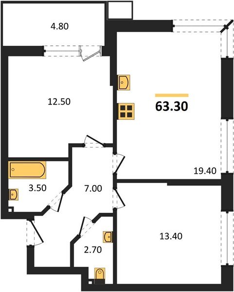 Фото №1: 2-комнатная квартира 63&nbsp;м², 2/18&nbsp;эт. - Краснодар, Прикубанский внутригородской округ, мкр. Парк Победы
