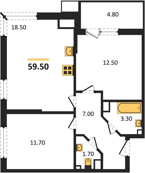 Фото №1: 2-комнатная квартира 59&nbsp;м², 9/18&nbsp;эт. - Краснодар, Прикубанский внутригородской округ, мкр. Парк Победы