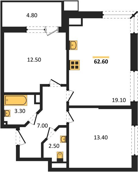 Фото №1: 2-комнатная квартира 62&nbsp;м², 4/18&nbsp;эт. - Краснодар, Прикубанский внутригородской округ, мкр. Парк Победы