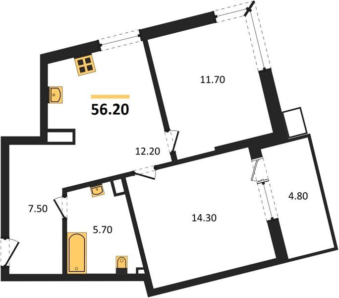 Фото №1: 2-комнатная квартира 56&nbsp;м², 3/18&nbsp;эт. - Краснодар, Прикубанский внутригородской округ, мкр. Парк Победы