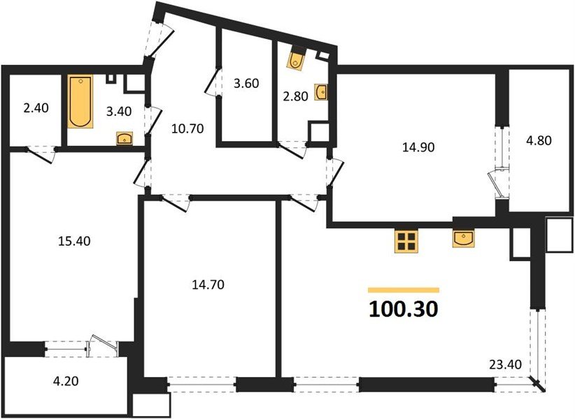 Фото №1: 3-комнатная квартира 100&nbsp;м², 3/18&nbsp;эт. - Краснодар, Прикубанский внутригородской округ, мкр. Парк Победы