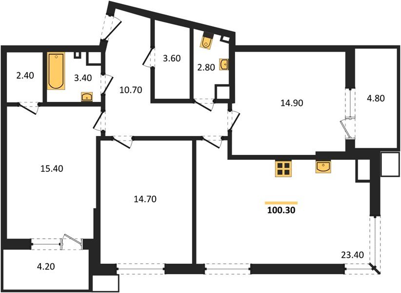 Фото №1: 3-комнатная квартира 100&nbsp;м², 7/18&nbsp;эт. - Краснодар, Прикубанский внутригородской округ, мкр. Парк Победы