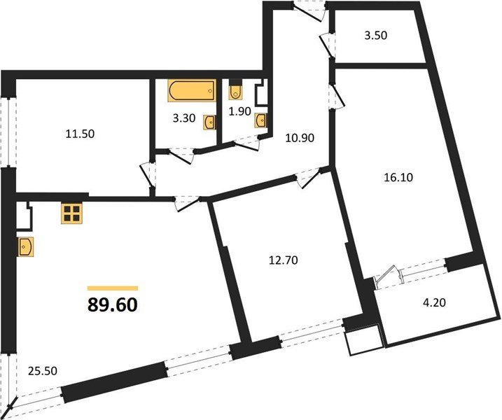 Фото №1: 3-комнатная квартира 89&nbsp;м², 7/18&nbsp;эт. - Краснодар, Прикубанский внутригородской округ, мкр. Парк Победы