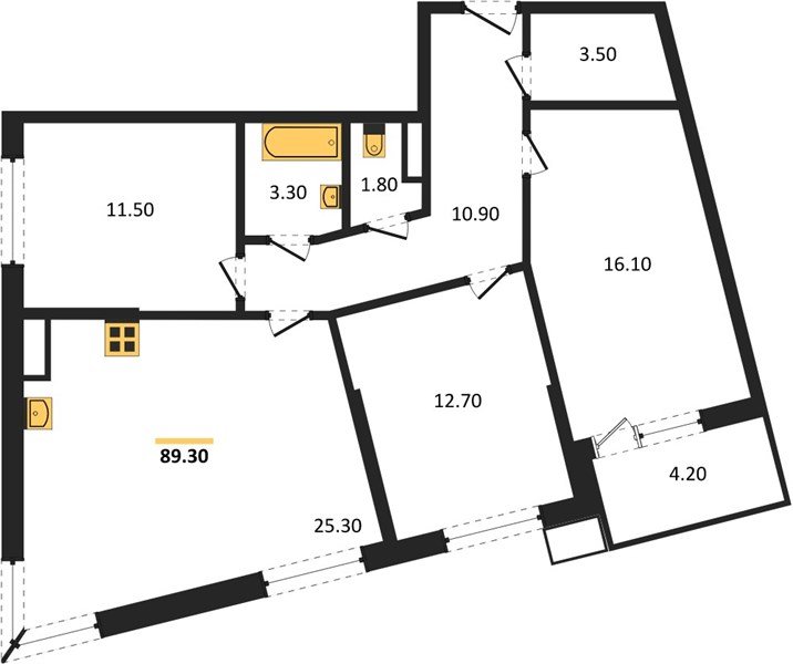 Фото №1: 3-комнатная квартира 89&nbsp;м², 13/18&nbsp;эт. - Краснодар, Прикубанский внутригородской округ, мкр. Парк Победы