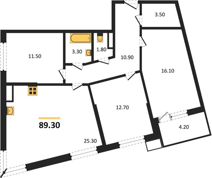 Фото №1: 3-комнатная квартира 89&nbsp;м², 14/18&nbsp;эт. - Краснодар, Прикубанский внутригородской округ, мкр. Парк Победы