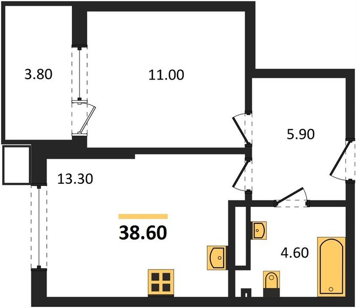 Фото №1: 1-комнатная квартира 38&nbsp;м², 14/18&nbsp;эт. - Краснодар, Прикубанский внутригородской округ, мкр. Парк Победы