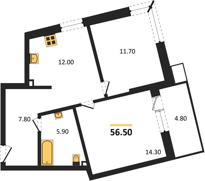 Фото №1: 2-комнатная квартира 56&nbsp;м², 2/18&nbsp;эт. - Краснодар, Прикубанский внутригородской округ, мкр. Парк Победы