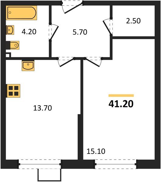Фото №1: 1-комнатная квартира 41&nbsp;м², 2/9&nbsp;эт. - Краснодар, Прикубанский внутригородской округ, мкр. Парк Победы