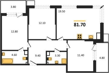 Фото №1: 3-комнатная квартира 81 м², 5/9 эт. - Краснодар, мкр. Парк Победы,