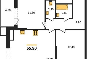Фото №1: 2-комнатная квартира 64 м², 18/18 эт. - Краснодар, мкр. Парк Победы,