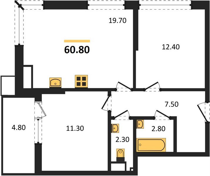 Фото №1: 2-комнатная квартира 59&nbsp;м², 18/18&nbsp;эт. - Краснодар, Прикубанский внутригородской округ, мкр. Парк Победы