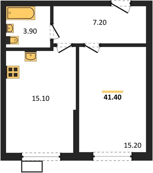 Фото №1: 1-комнатная квартира 41&nbsp;м², 2/18&nbsp;эт. - Краснодар, Прикубанский внутригородской округ, мкр. Парк Победы