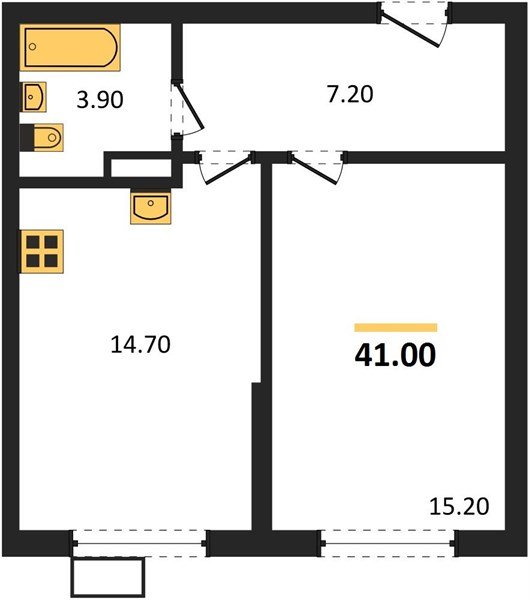 Фото №1: 1-комнатная квартира 41&nbsp;м², 9/18&nbsp;эт. - Краснодар, Прикубанский внутригородской округ, мкр. Парк Победы