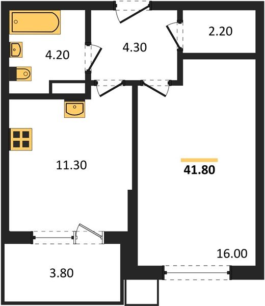 Фото №1: 1-комнатная квартира 41&nbsp;м², 9/18&nbsp;эт. - Краснодар, Прикубанский внутригородской округ, мкр. Парк Победы