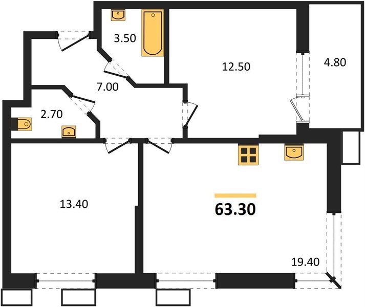 Фото №1: 2-комнатная квартира 63&nbsp;м², 2/18&nbsp;эт. - Краснодар, Прикубанский внутригородской округ, мкр. Парк Победы