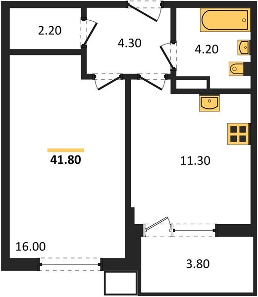 Фото №1: 1-комнатная квартира 41&nbsp;м², 7/18&nbsp;эт. - Краснодар, Прикубанский внутригородской округ, мкр. Парк Победы