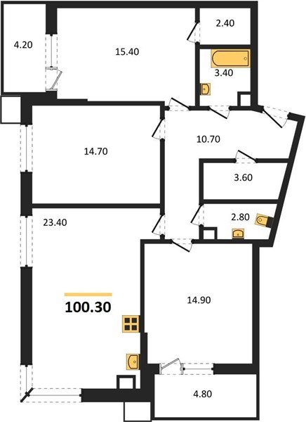 Фото №1: 3-комнатная квартира 100&nbsp;м², 3/18&nbsp;эт. - Краснодар, Прикубанский внутригородской округ, мкр. Парк Победы
