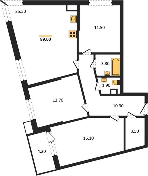 Фото №1: 3-комнатная квартира 89&nbsp;м², 3/18&nbsp;эт. - Краснодар, Прикубанский внутригородской округ, мкр. Парк Победы