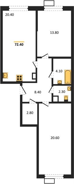 Фото №1: 2-комнатная квартира 72&nbsp;м², 7/18&nbsp;эт. - Краснодар, Прикубанский внутригородской округ, мкр. Парк Победы