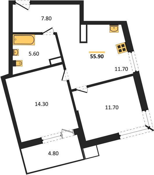 Фото №1: 2-комнатная квартира 55&nbsp;м², 11/18&nbsp;эт. - Краснодар, Прикубанский внутригородской округ, мкр. Парк Победы