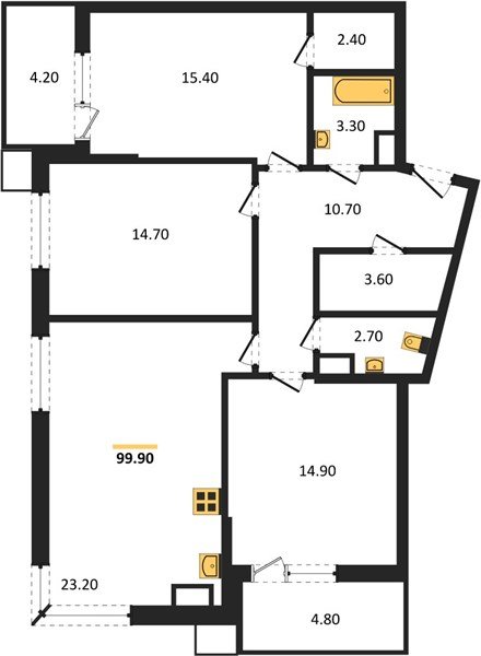 Фото №1: 3-комнатная квартира 99&nbsp;м², 10/18&nbsp;эт. - Краснодар, Прикубанский внутригородской округ, мкр. Парк Победы