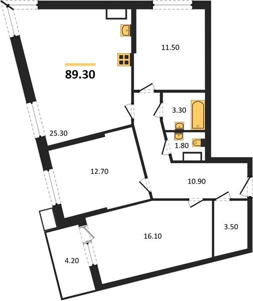 Фото №1: 2-комнатная квартира 89&nbsp;м², 11/18&nbsp;эт. - Краснодар, Прикубанский внутригородской округ, мкр. Парк Победы