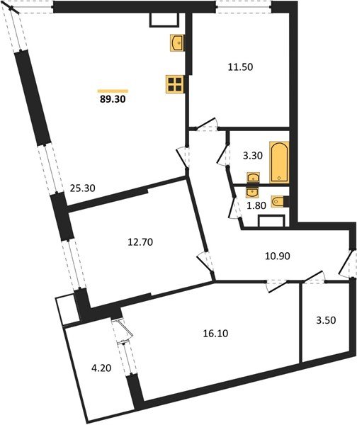 Фото №1: 2-комнатная квартира 89&nbsp;м², 14/18&nbsp;эт. - Краснодар, Прикубанский внутригородской округ, мкр. Парк Победы