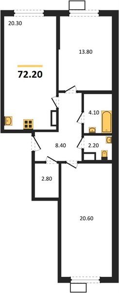Фото №1: 2-комнатная квартира 72&nbsp;м², 15/18&nbsp;эт. - Краснодар, Прикубанский внутригородской округ, мкр. Парк Победы