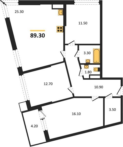 Фото №1: 3-комнатная квартира 89&nbsp;м², 17/18&nbsp;эт. - Краснодар, Прикубанский внутригородской округ, мкр. Парк Победы