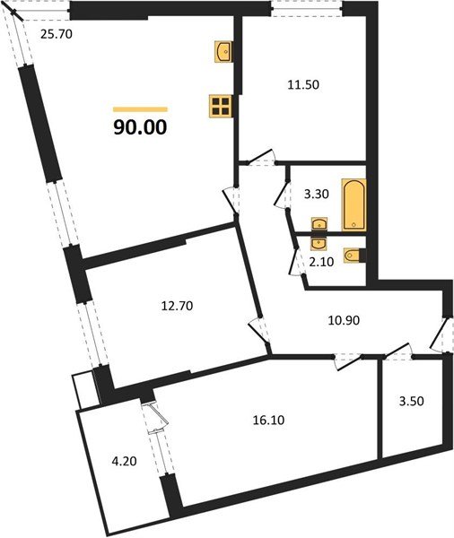 Фото №1: 3-комнатная квартира 90&nbsp;м², 2/18&nbsp;эт. - Краснодар, Прикубанский внутригородской округ, мкр. Парк Победы