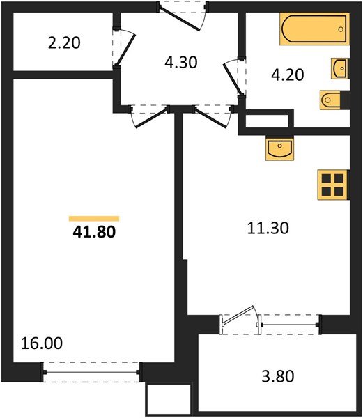 Фото №1: 1-комнатная квартира 41&nbsp;м², 7/18&nbsp;эт. - Краснодар, Прикубанский внутригородской округ, мкр. Парк Победы