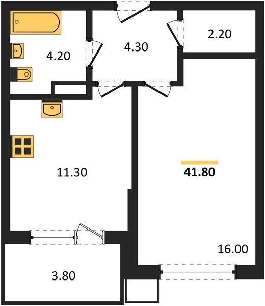 Фото №1: 1-комнатная квартира 41&nbsp;м², 6/18&nbsp;эт. - Краснодар, Прикубанский внутригородской округ, мкр. Парк Победы