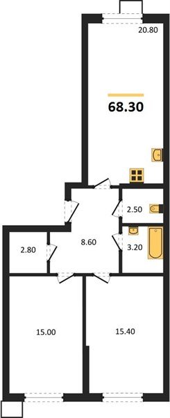 Фото №1: 2-комнатная квартира 68&nbsp;м², 2/18&nbsp;эт. - Краснодар, Прикубанский внутригородской округ, мкр. Парк Победы