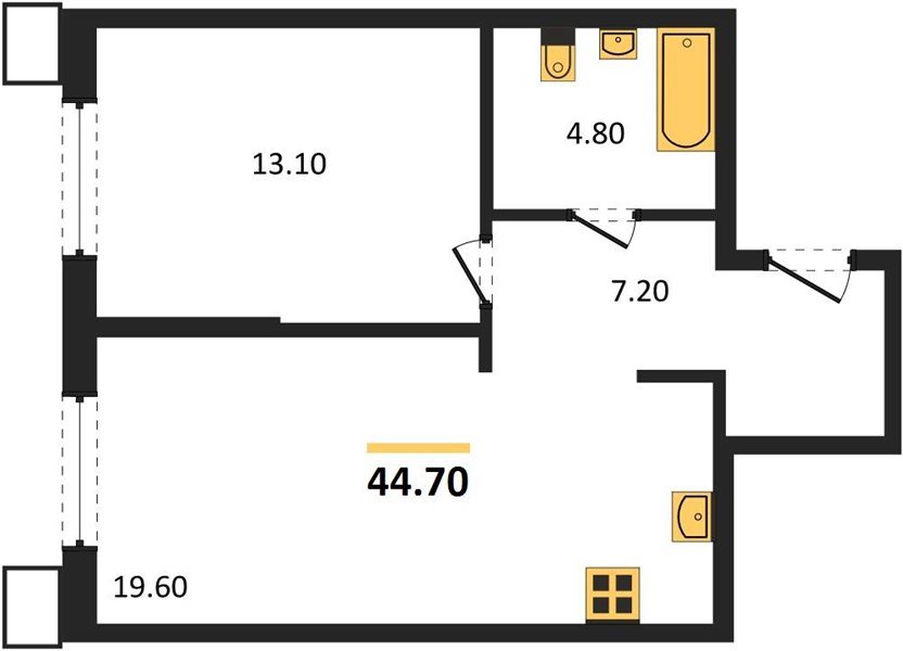 Фото №1: 1-комнатная квартира 44&nbsp;м², 2/18&nbsp;эт. - Краснодар, Прикубанский внутригородской округ, мкр. Парк Победы