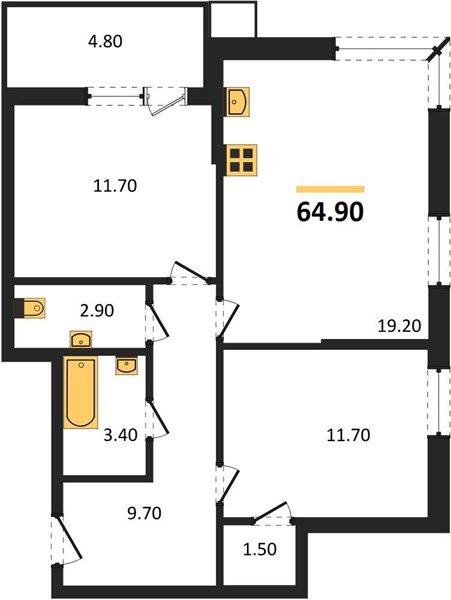 Фото №1: 2-комнатная квартира 64&nbsp;м², 2/18&nbsp;эт. - Краснодар, Прикубанский внутригородской округ, мкр. Парк Победы